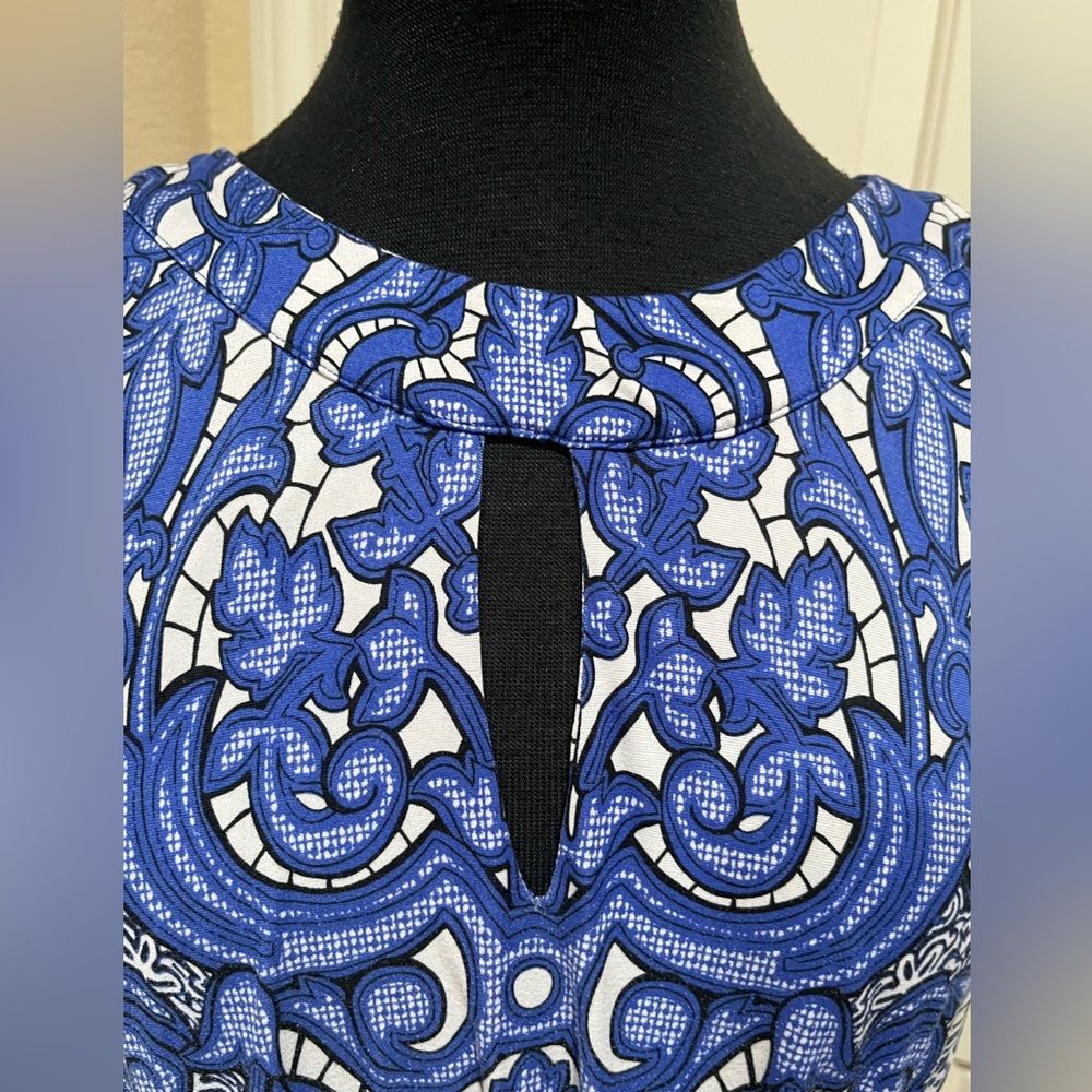 SOMA INTIMATE MAXI HALTER DRESS Blue and White ABSTRACT FLORAL PRINT SIZE L - Picture 10 of 12